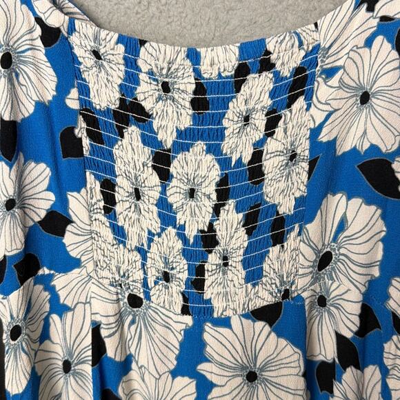 Reiss Miller Floral Print Square Neck Midi Dress Size 4 Ruched Back Front Slit - Picture 10 of 10